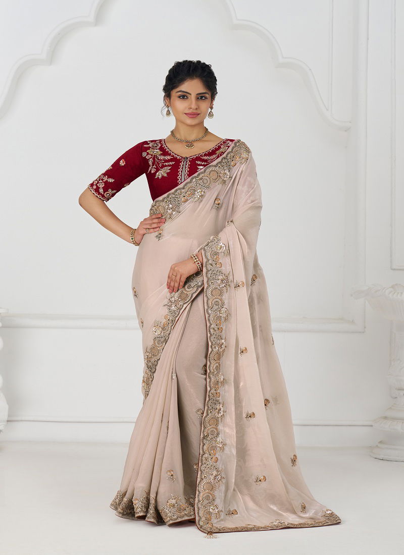 Kf 113 Chiku Pure Fendi Silk Saree Wholesale Online
